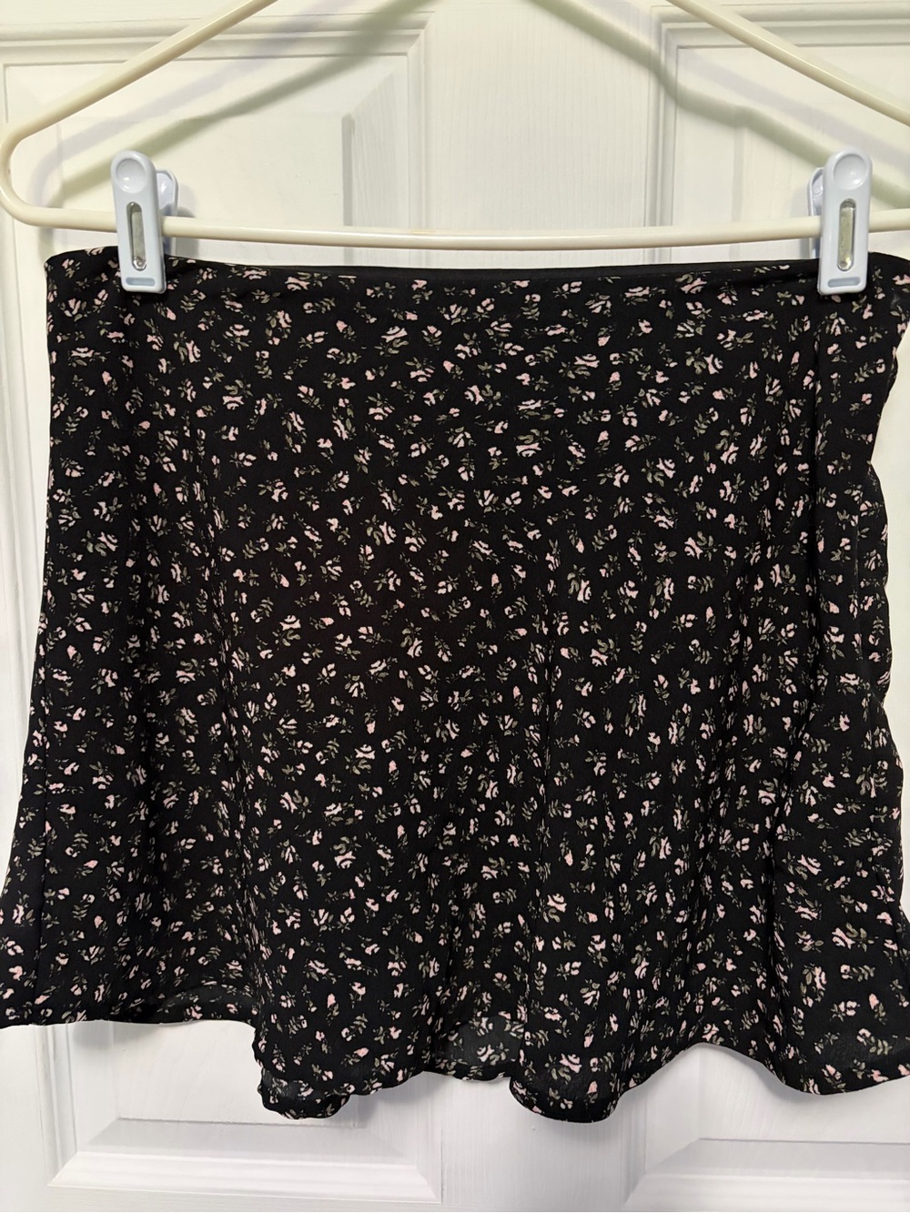 Divided Black Skater Skirt with Pink Floral Print size 10